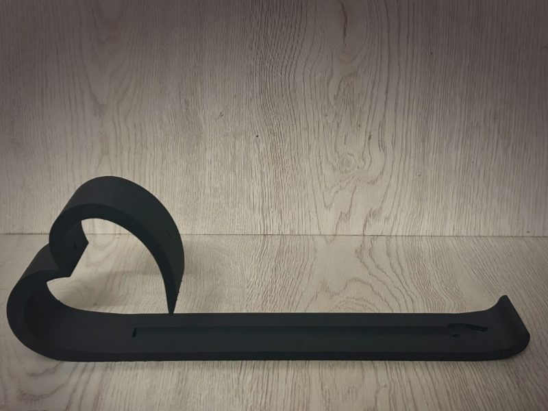 Black 3D printed heart-shaped incense stick holder